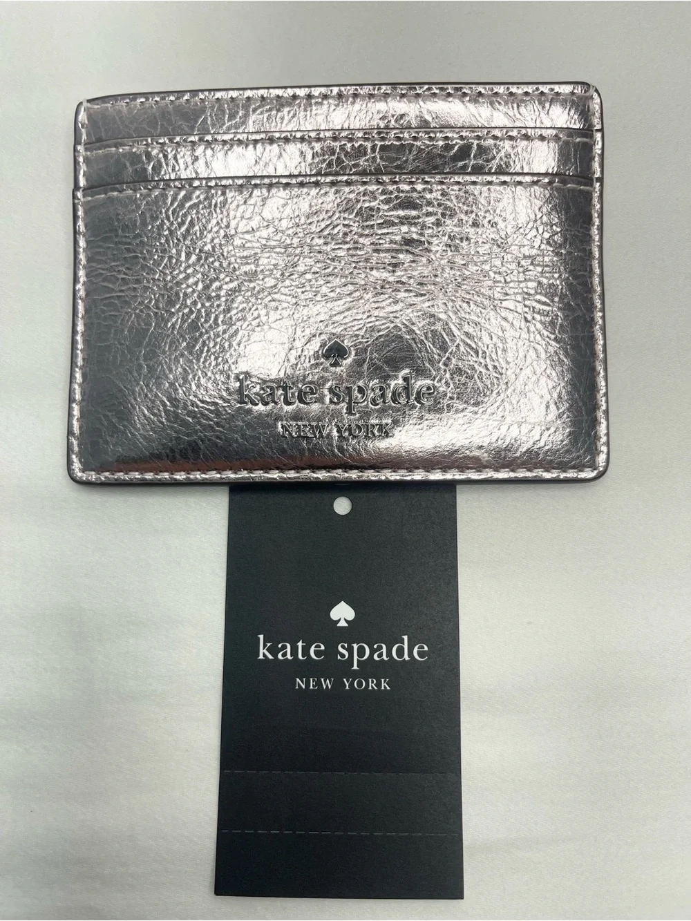 Kate Spade Madison Small Crinkle Metallic Lilac Moon Card Holder